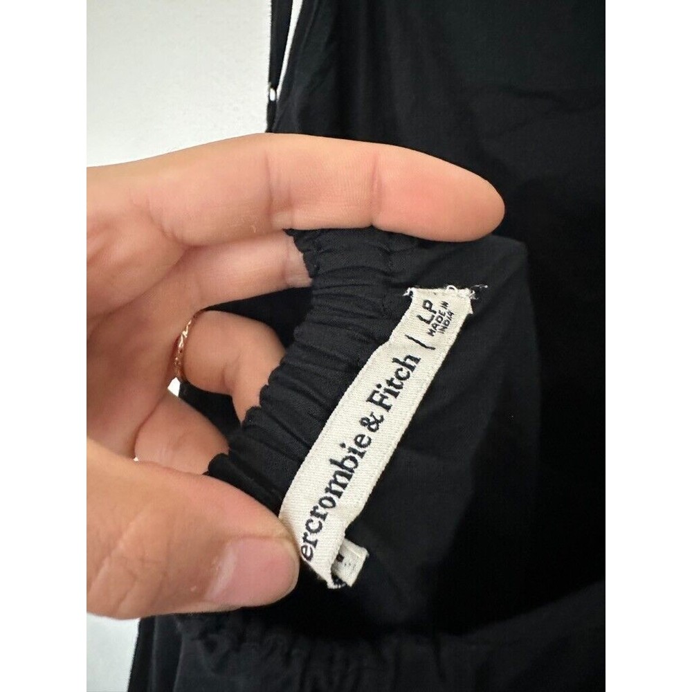 Abercrombie Tiered Low Back Maxi Dress Black Strappy Women's Large Petite LP - Picture 9 of 10